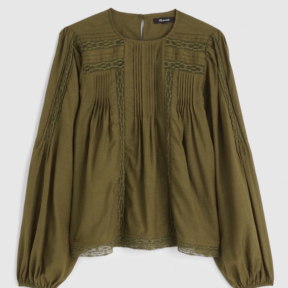 Madewell Olive Lace Detail Blouse